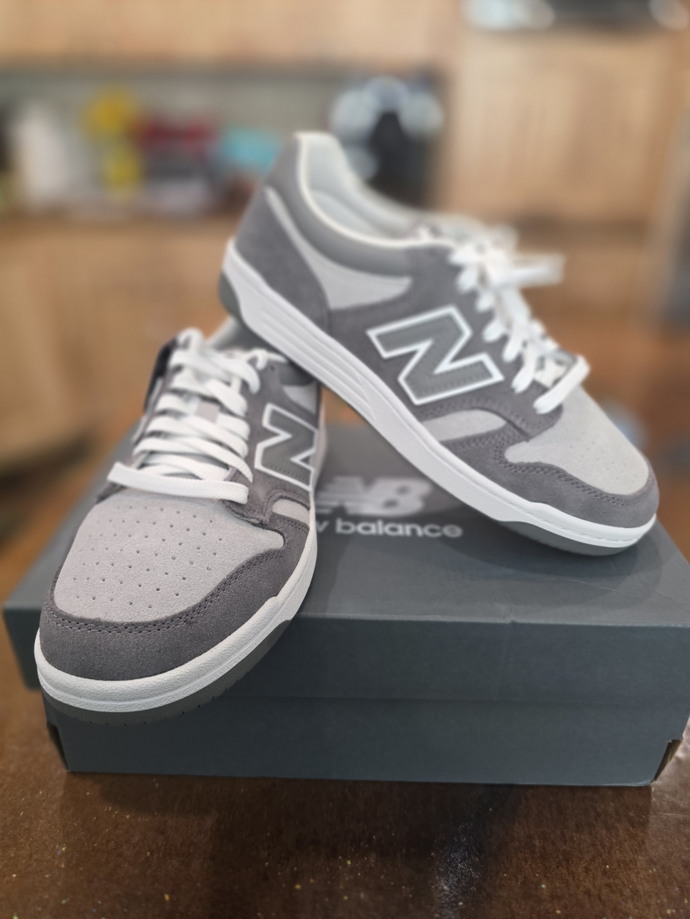 New Balance 480 Men's Grey And White Suede Low-Top Sneakers